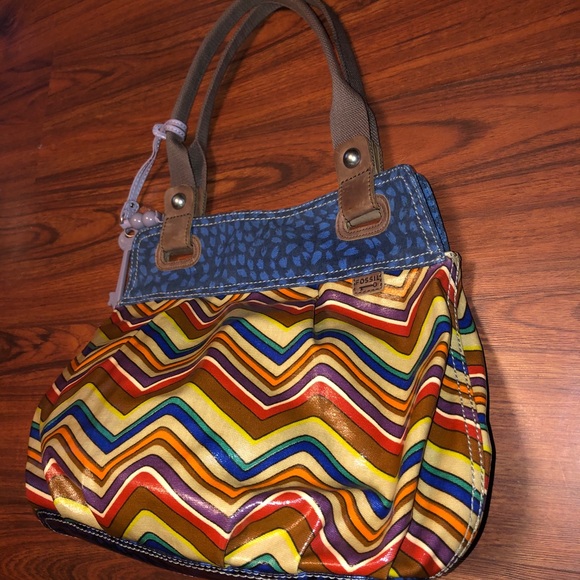Fossil Key-Per Multi-Color Chevron Tote Bag#ZB5012 - Picture 16 of 16
